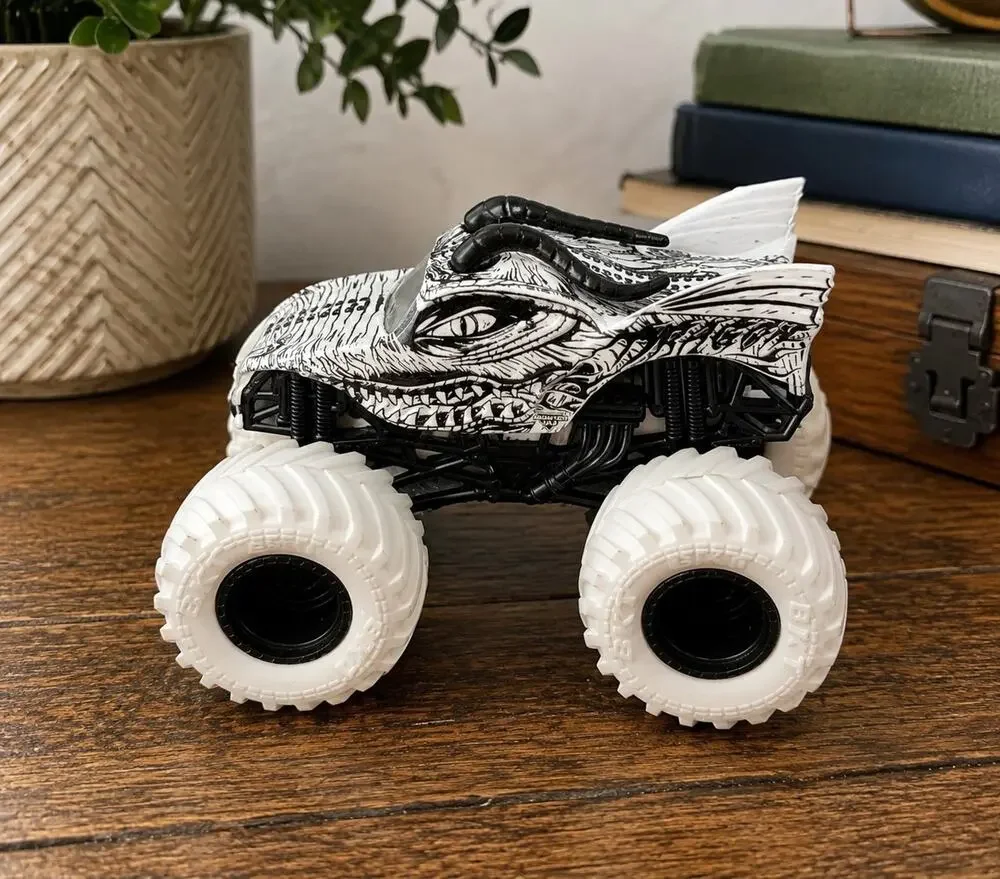 Monster Jam Dragon Loose Truck HTF 1/64 Diecast White Black Wheels Contrast